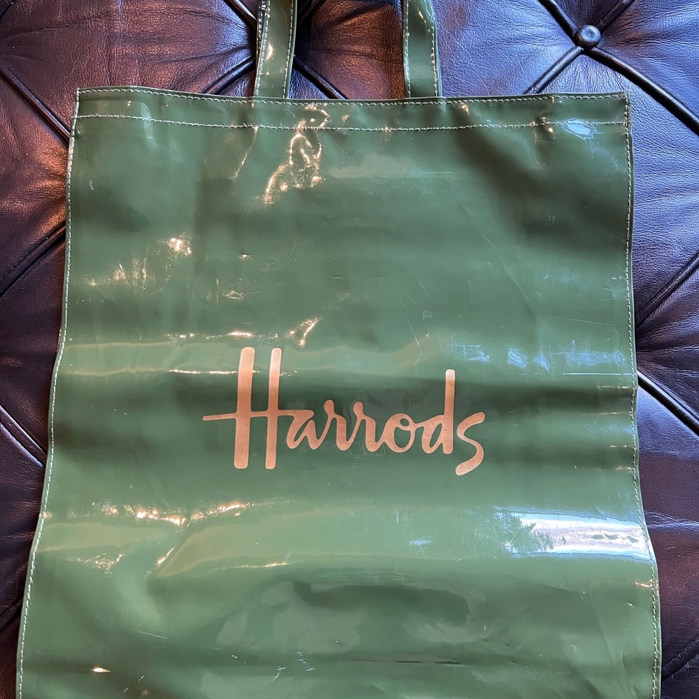 Harrods Logo Green PVC Shopper Tote Bag